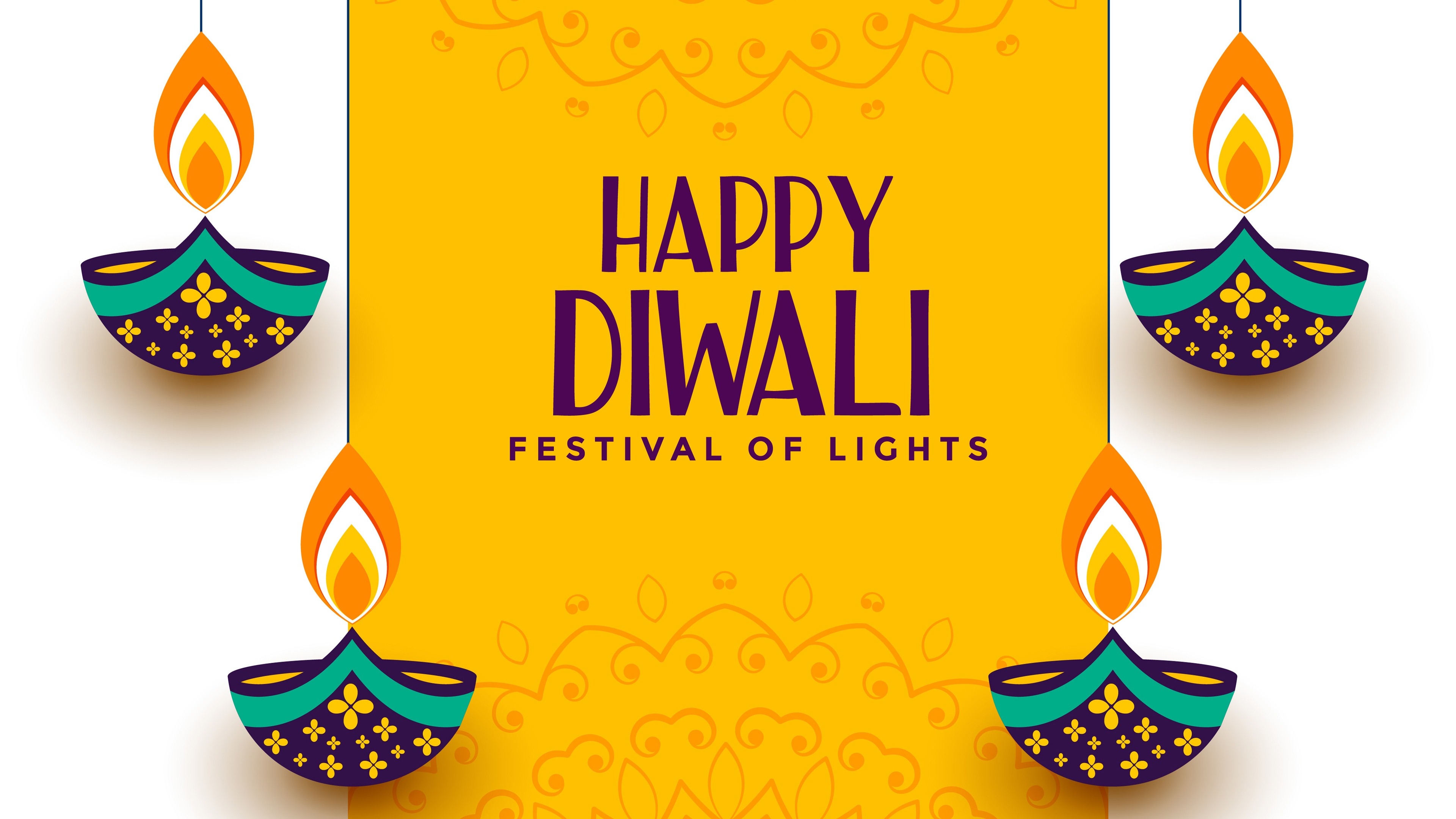 3840x2160 Festival Of Lights Diwali 2019 Yellow Background 4k Festival Of Lights 2019, Desktop