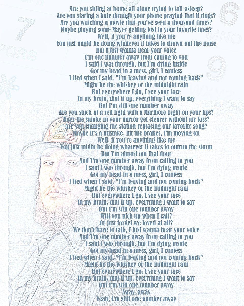 960x1200 One Number Away. Luke Combs Inspired Lyric Art Print PHYSICAL PRINT, Phone