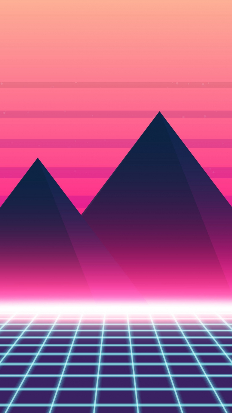 750x1340 Download wallpaper  silhouette, landscape, mountains, retrowave 90s, art, iphone iphone  HD background, 20617, Phone