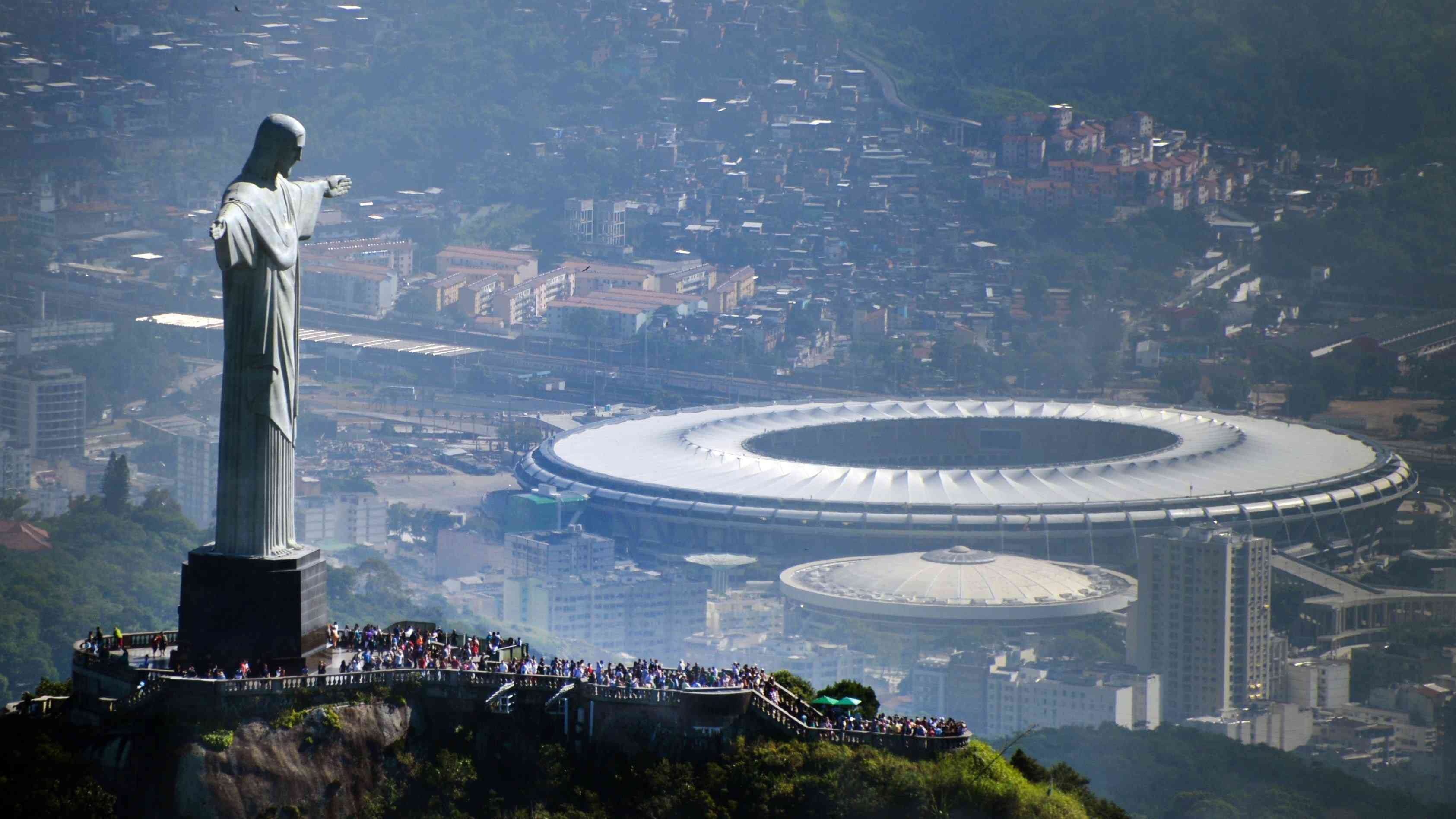 3380x1900 Rio de Janeiro, Brazil, Christ the Redeemer Statue and Maracana Stadium, Desktop