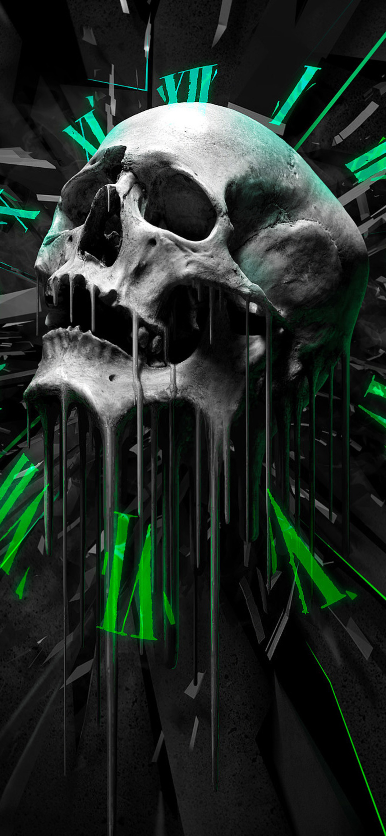 1250x2690 Abstract Skull Clock iPhone XS MAX HD 4k Wallpaper, Image, Background, Photo and Picture, Phone