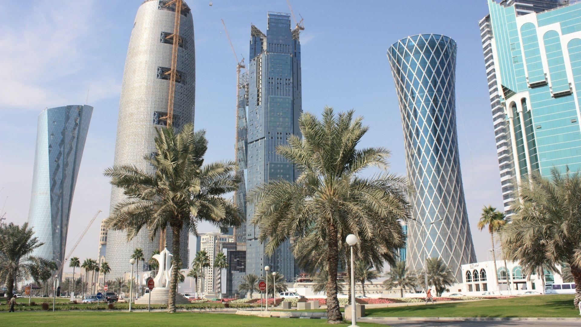 1920x1080 Download Wallpaper  Qatar, Doha, City, Buildings, Palm, Desktop