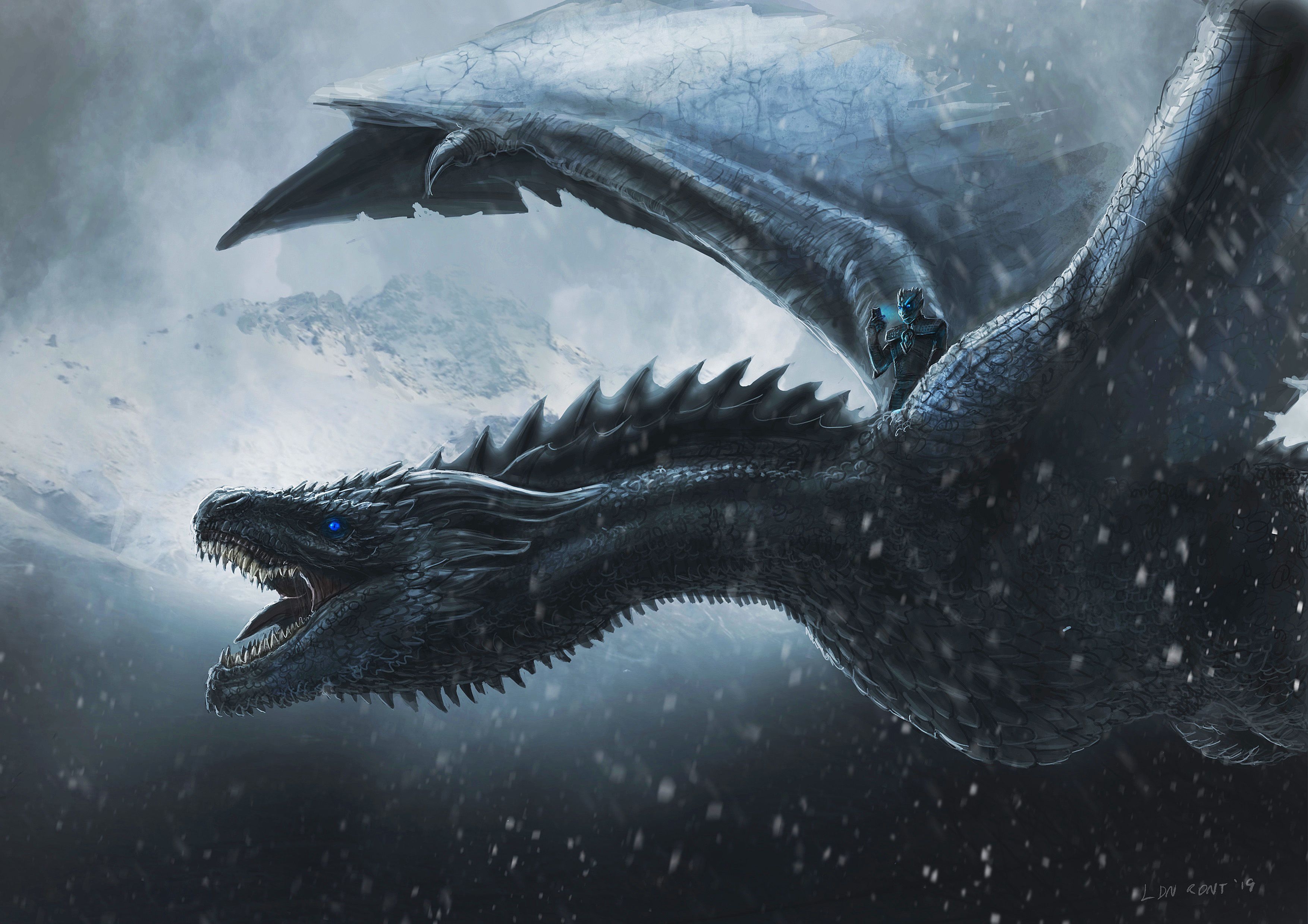 3510x2480 Night King Dragon Art Wallpaper, HD Artist 4K Wallpaper, Image, Photo and Background Den. Game of thrones dragons, Dragon art, Ice dragon, Desktop