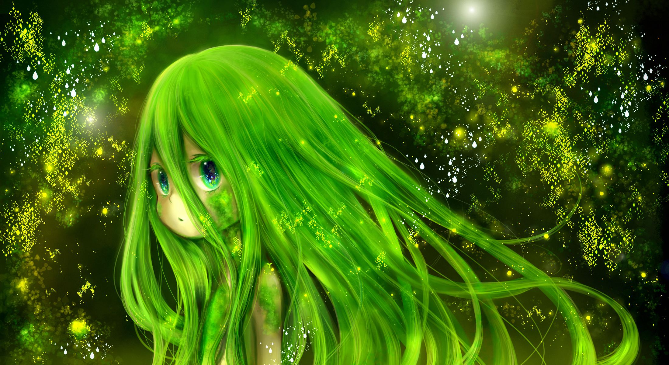 2200x1200 Green Hair HD Wallpaper and Background, Desktop