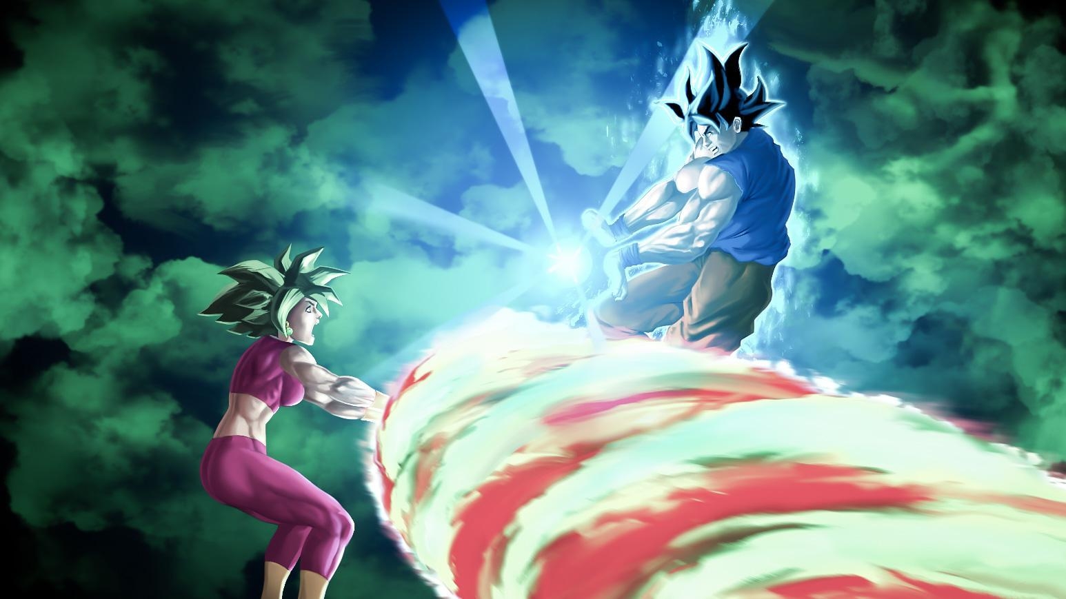 1550x870 My drawing of UI Goku vs Kefla! Used the split second before his, Desktop