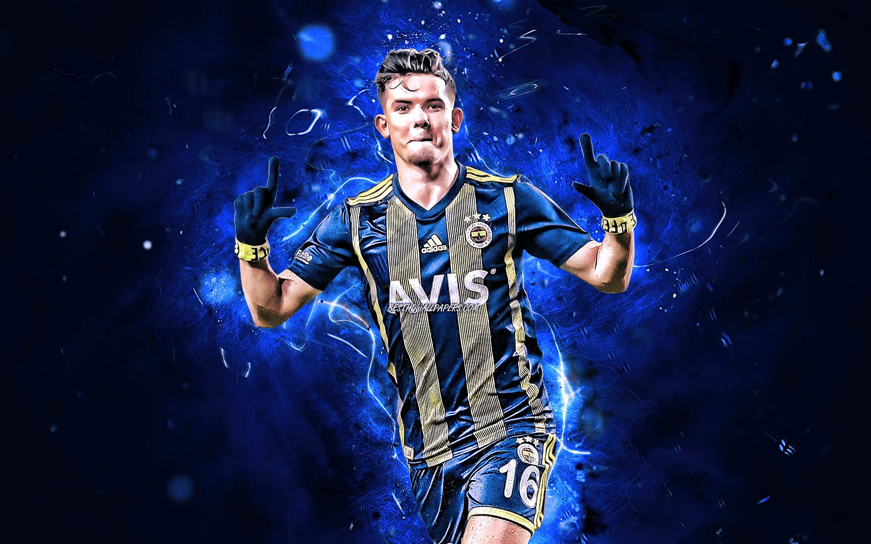 2880x1800 Download wallpaper Ferdi Kadioglu, Fenerbahce SK, Turkish Super Lig, turkish footballers, soccer, Ferdi Erenay Kadioglu, Turkey, neon lights, Fenerbahce FC, Ferdi Kadioglu Fenerbahce for desktop with resolution. High Quality HD, Desktop