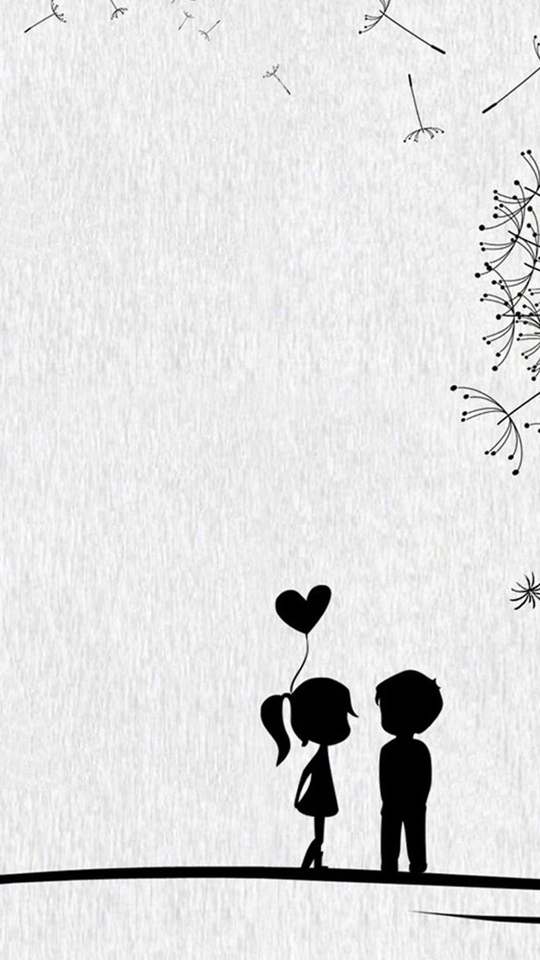 1080x1920 Cute couples (black and white illustrations), Phone