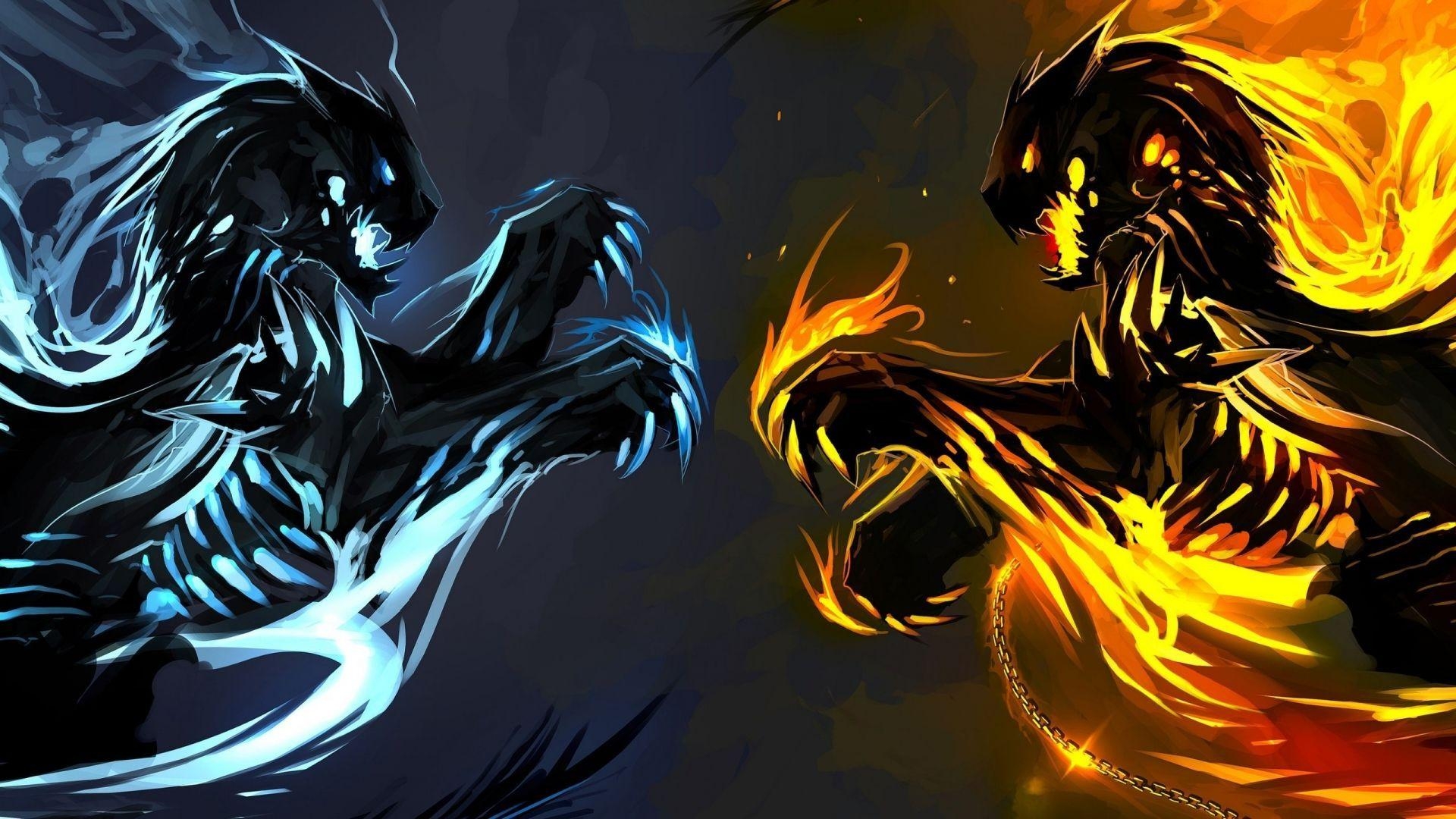 1920x1080 Ice and Fire Dragons wallpaper 2560x1440. Fire and ice, Desktop