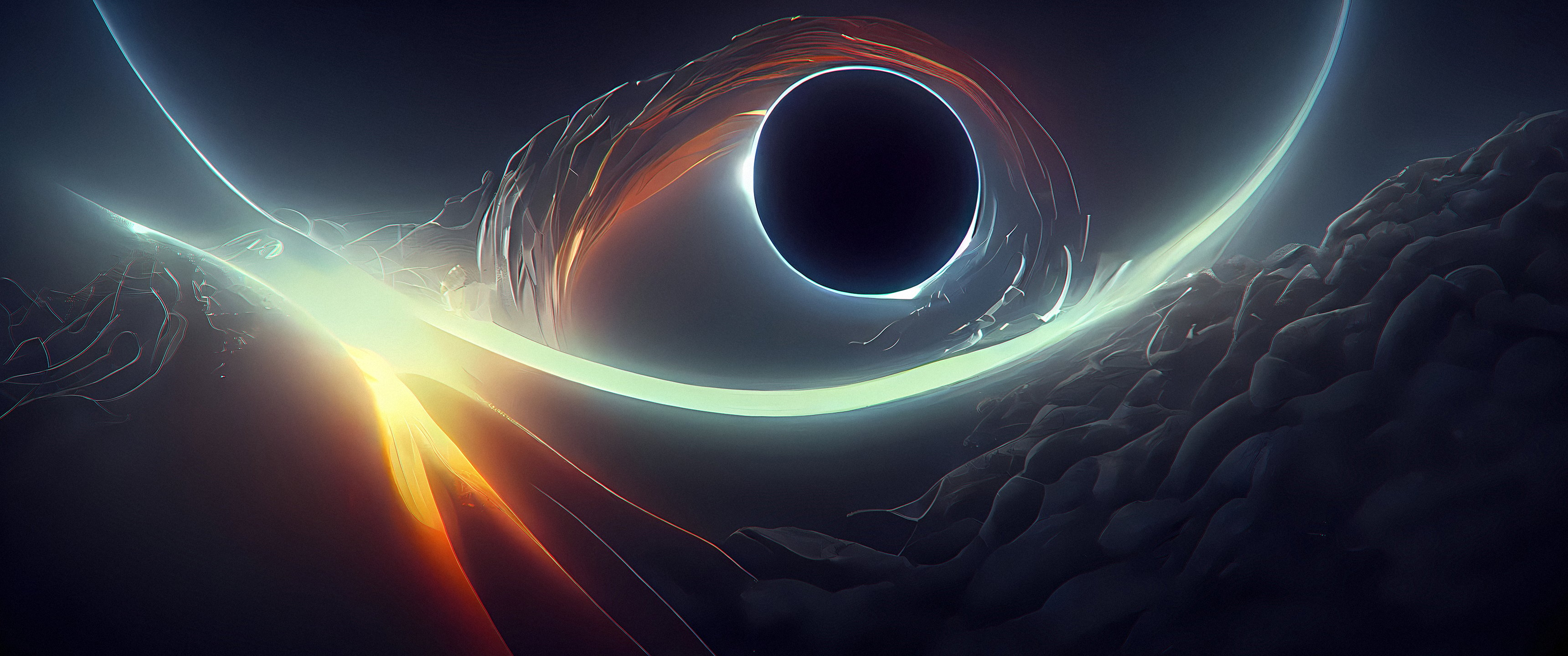 3440x1440 Ultrawide Artwork Event Horizon Black Holes Midjourney Ai Space Supermassive Black Hole Digital Art Wallpaper:, Dual Screen