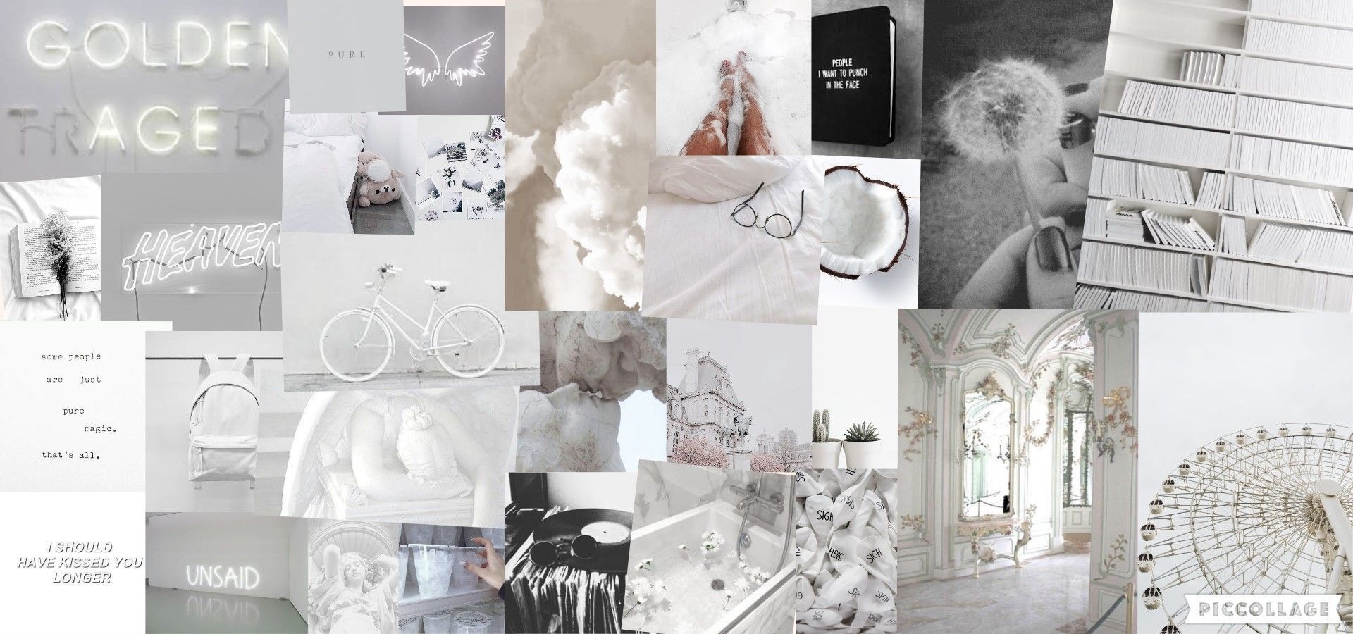 1920x900 White Aesthetic Collage Wallpaper Free White Aesthetic Collage Background, Dual Screen