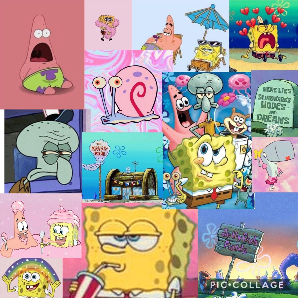 1200x1200 Spongebob Wallpaper Collage, Phone