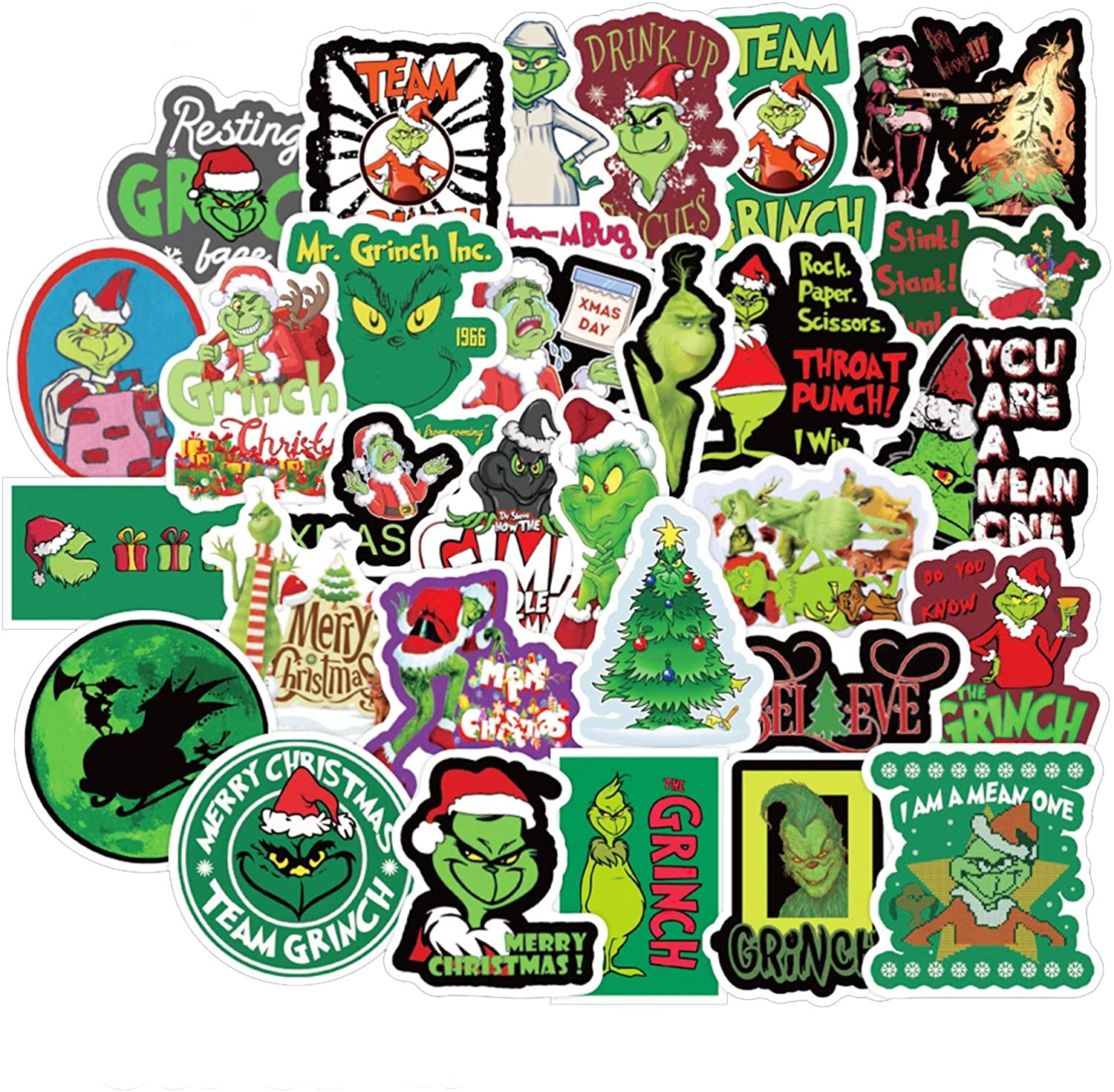 1500x1470 How The Grinch Stole Christmas Stickers for Water Bottles 50 Pcs Cute, Waterproof, Aesthetic, Trendy Stickers for Teens, Girls Perfect for Waterbottle, Phone, Travel Extra Durable Vinyl, Desktop