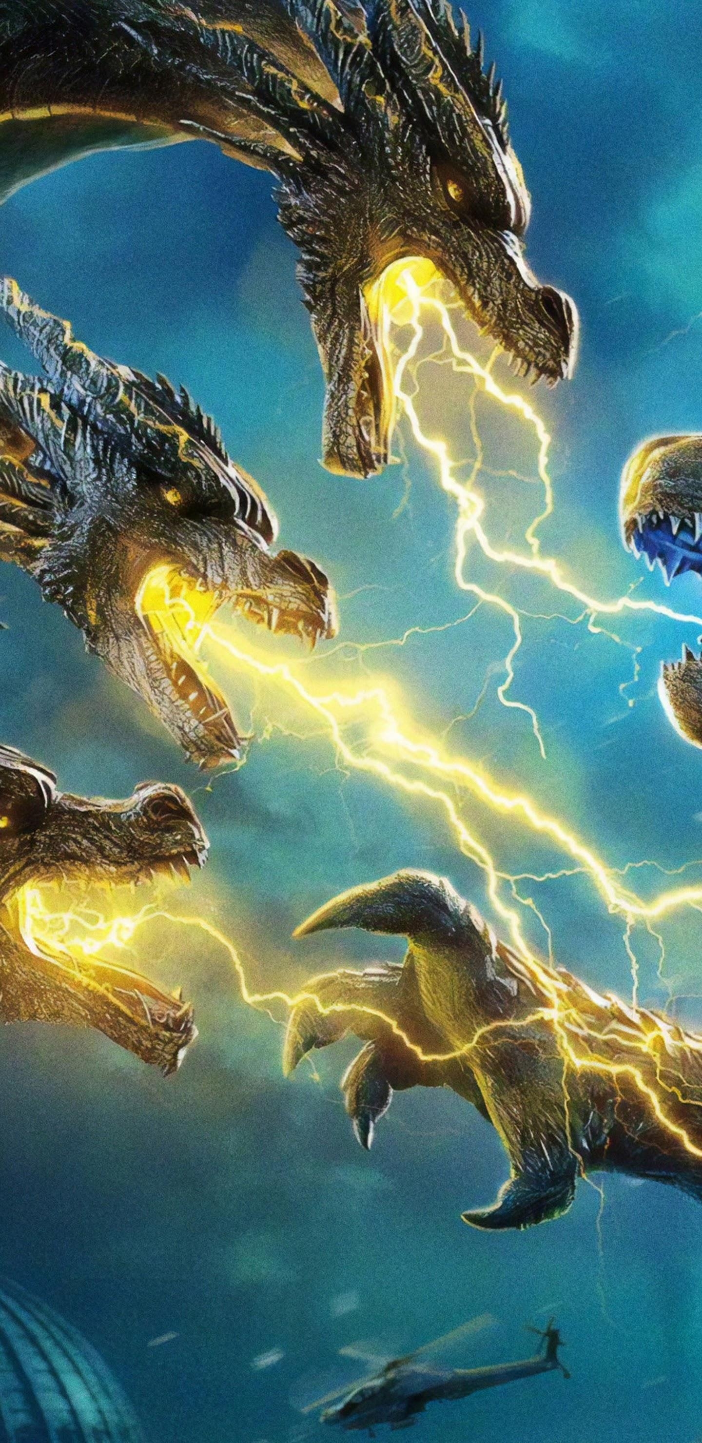 1440x2960 Godzilla vs. King Ghidorah King of the Monsters 4K Wallpaper, Phone