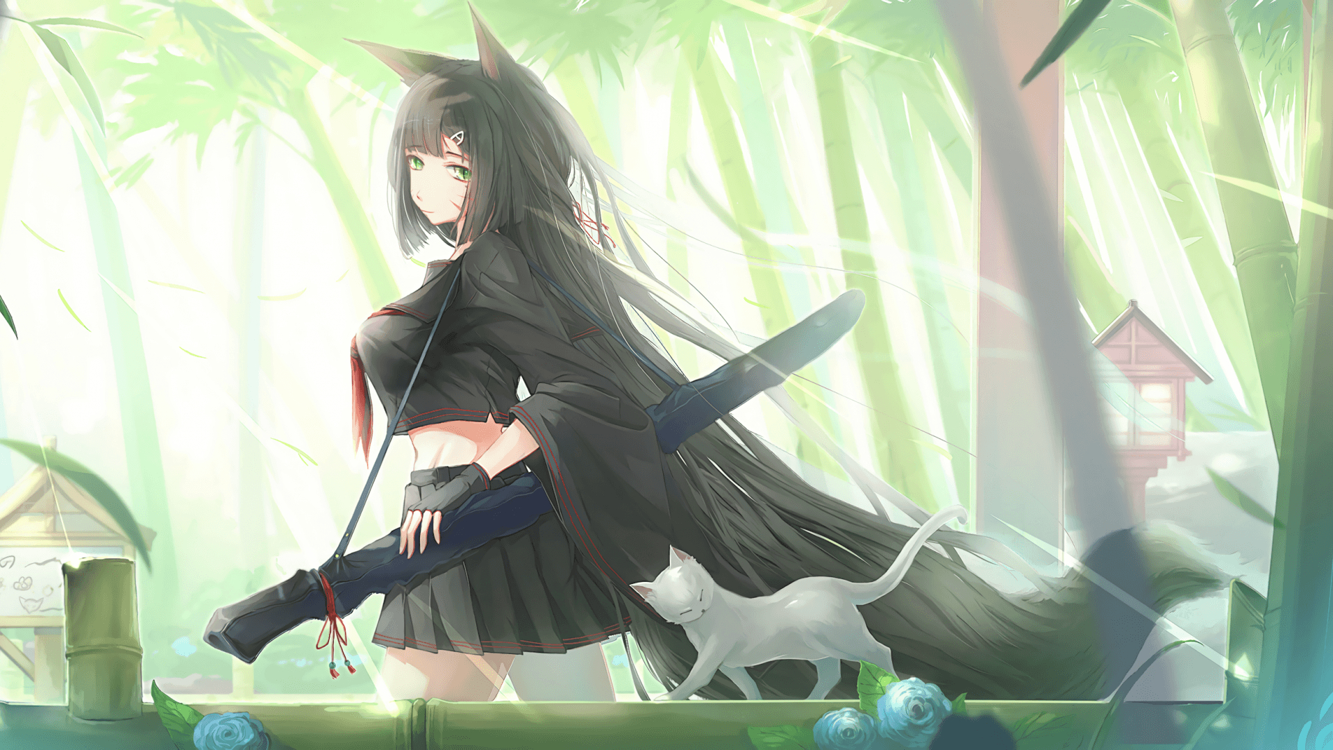 1920x1080 Download  Anime Girl, Fox Girl, Katana, Neko, Desktop