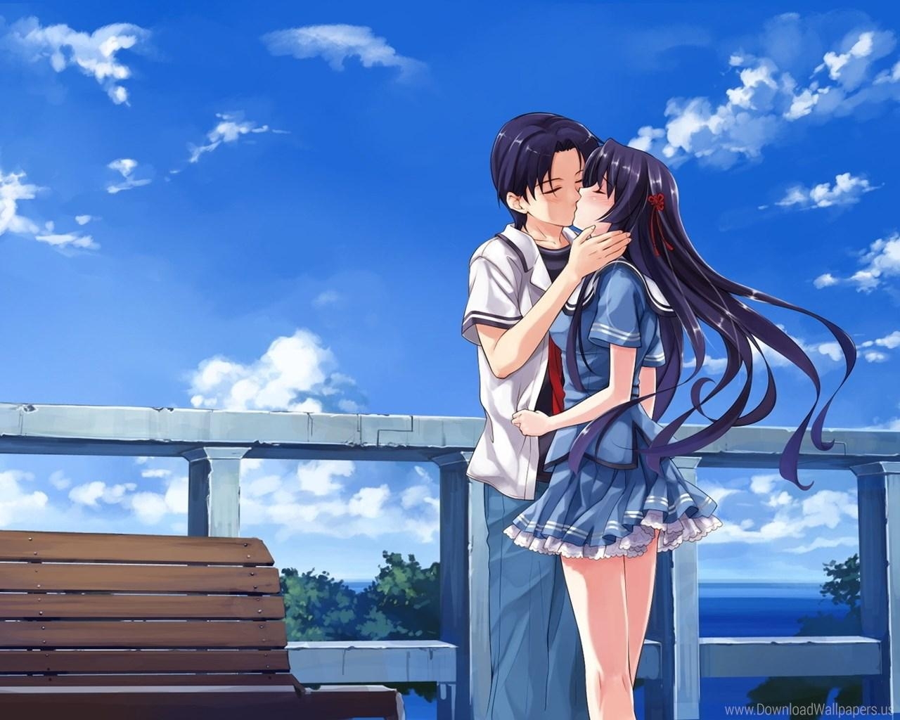 1280x1030 Download Standart Wallpaper Anime Kiss, HD Wallpaper, Desktop