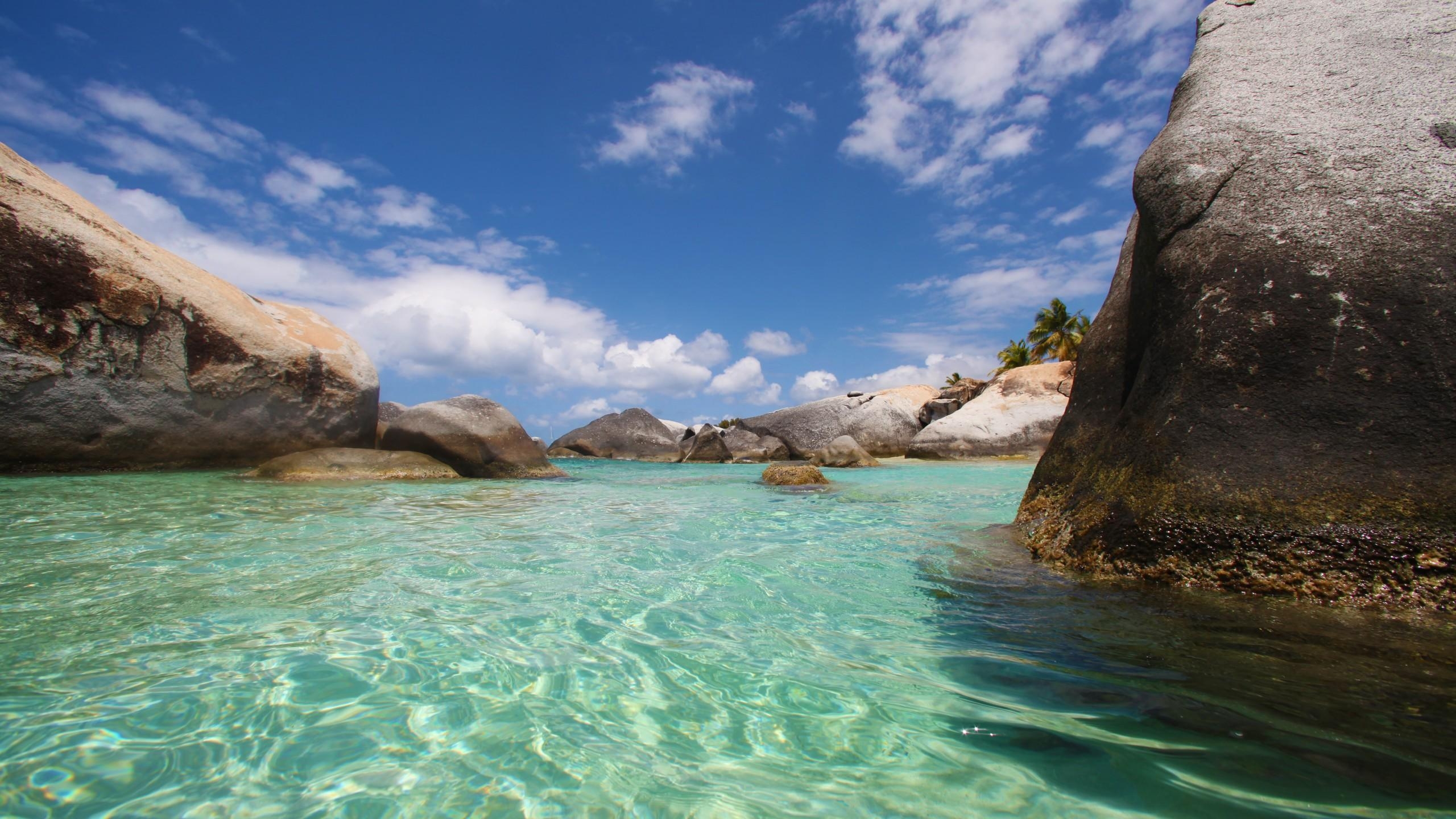 2560x1440 Wallpaper The Baths, Virgin Gorda, British Virgin Islands, Best, Desktop