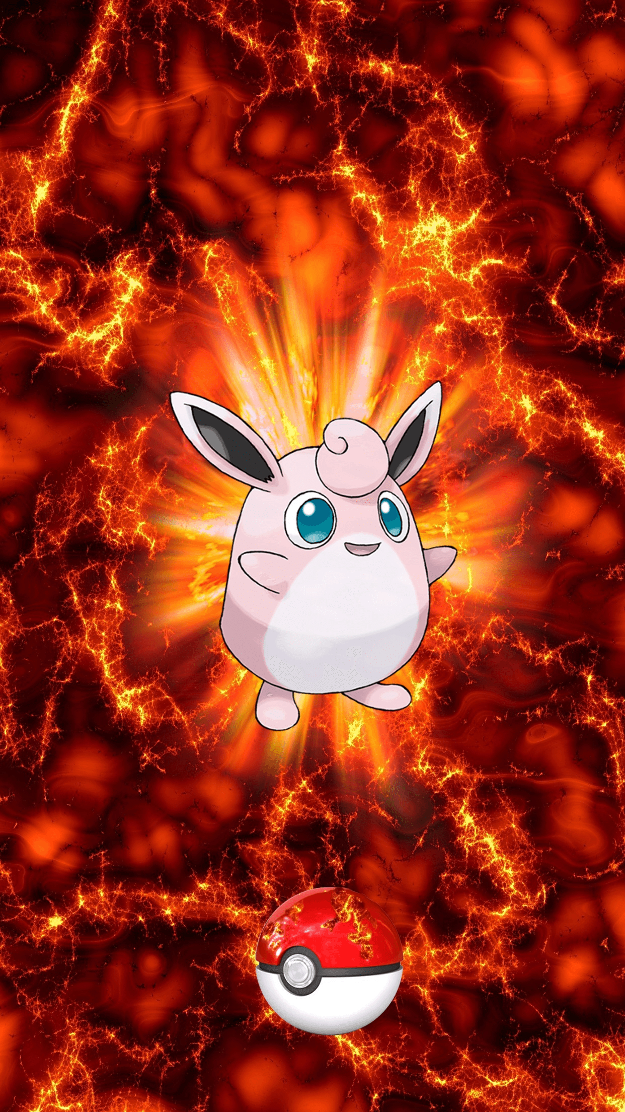 1250x2210 Fire Pokeball Wigglytuff Pukurin Jigglypuff, Phone