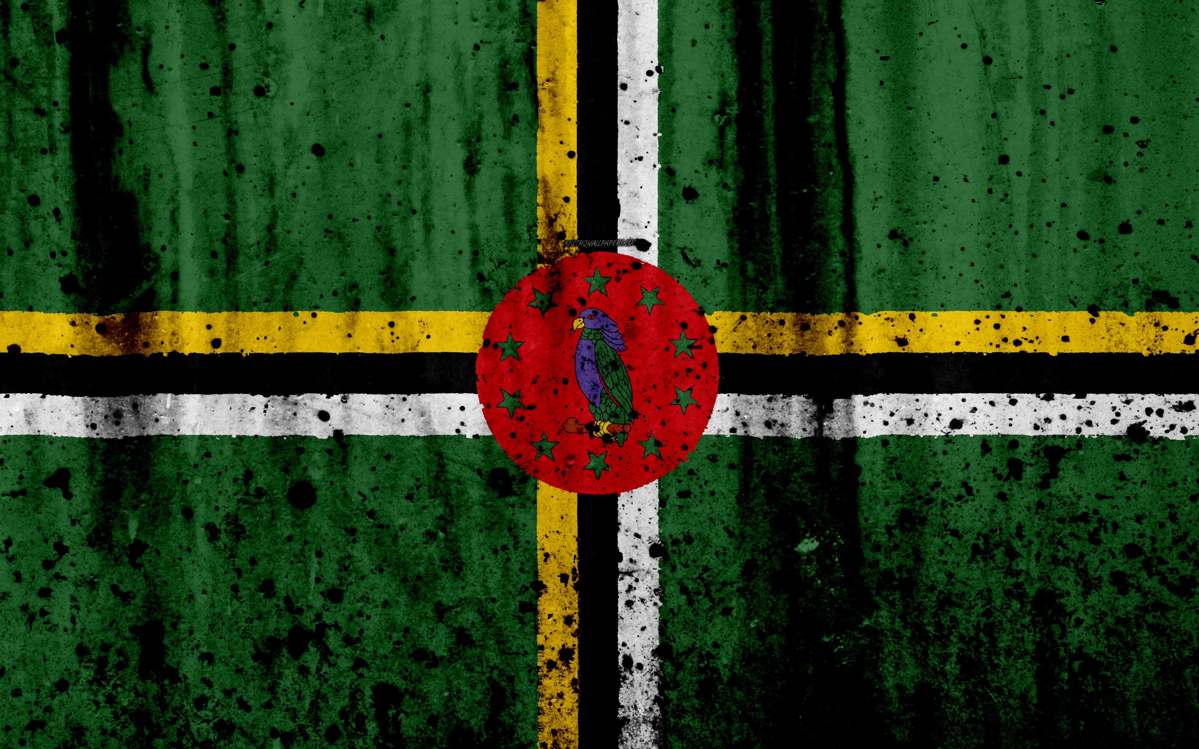 3840x2400 Download wallpaper Dominican flag, 4k, grunge, flag of Dominica, Desktop