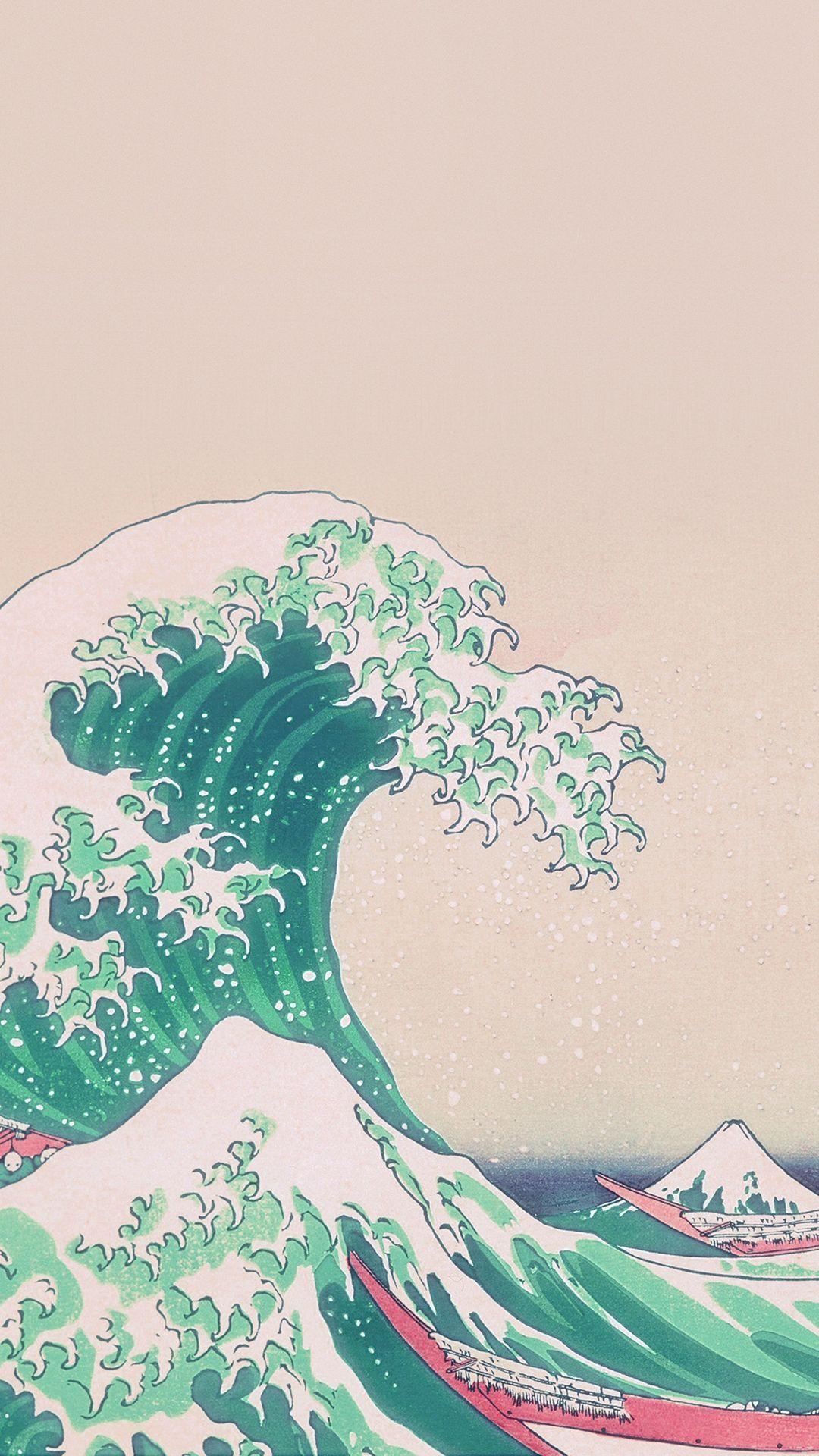 1080x1920 Wave Art Japanese Green Illust Classic iPhone 6 Wallpaper Download. iPhone Wallpaper, iPad wallpa. Aesthetic iphone wallpaper, Tumblr wallpaper, Waves wallpaper, Phone