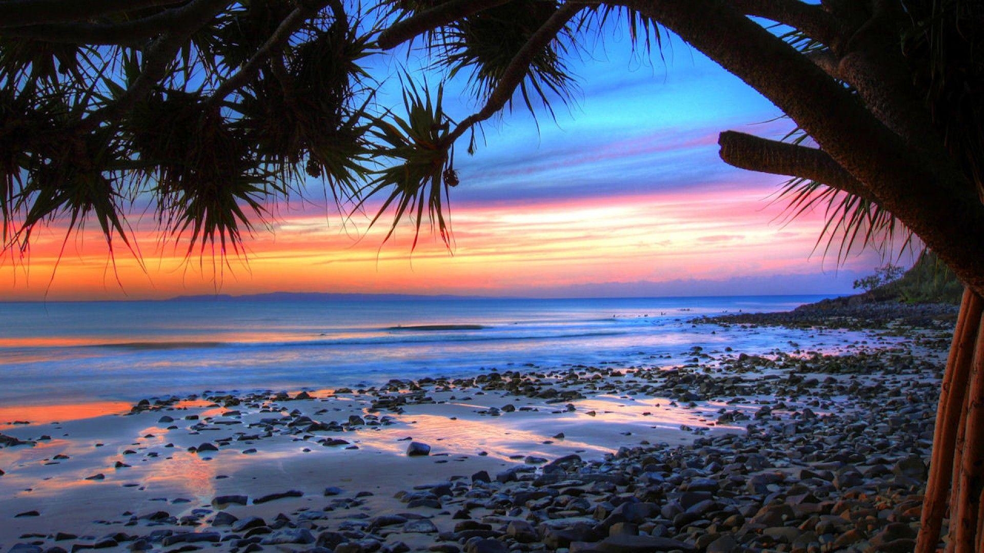 1920x1080 HD Sunset On Beach In Noosa Np Australia Wallpaper. SUNRISE AND, Desktop