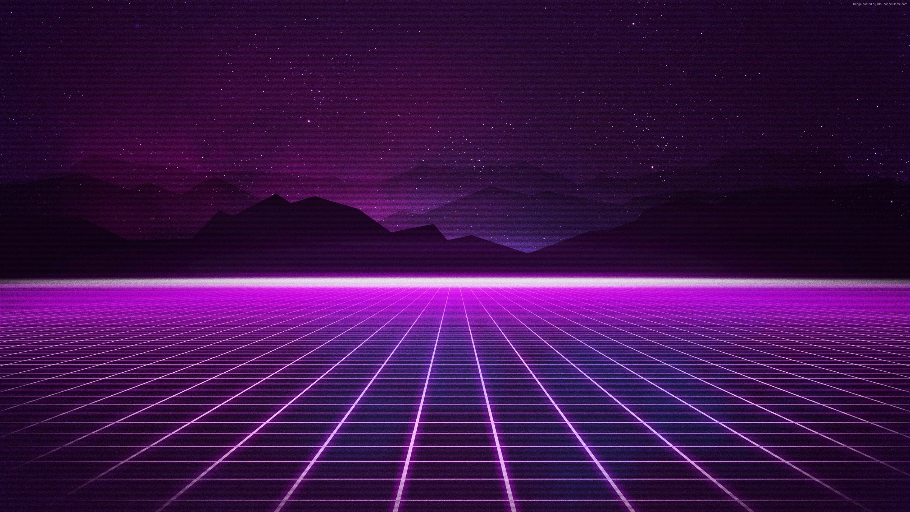 3840x2160 Wallpaper Retrowave, Purple, lines, 4K, Art Wallpaper Download, Desktop