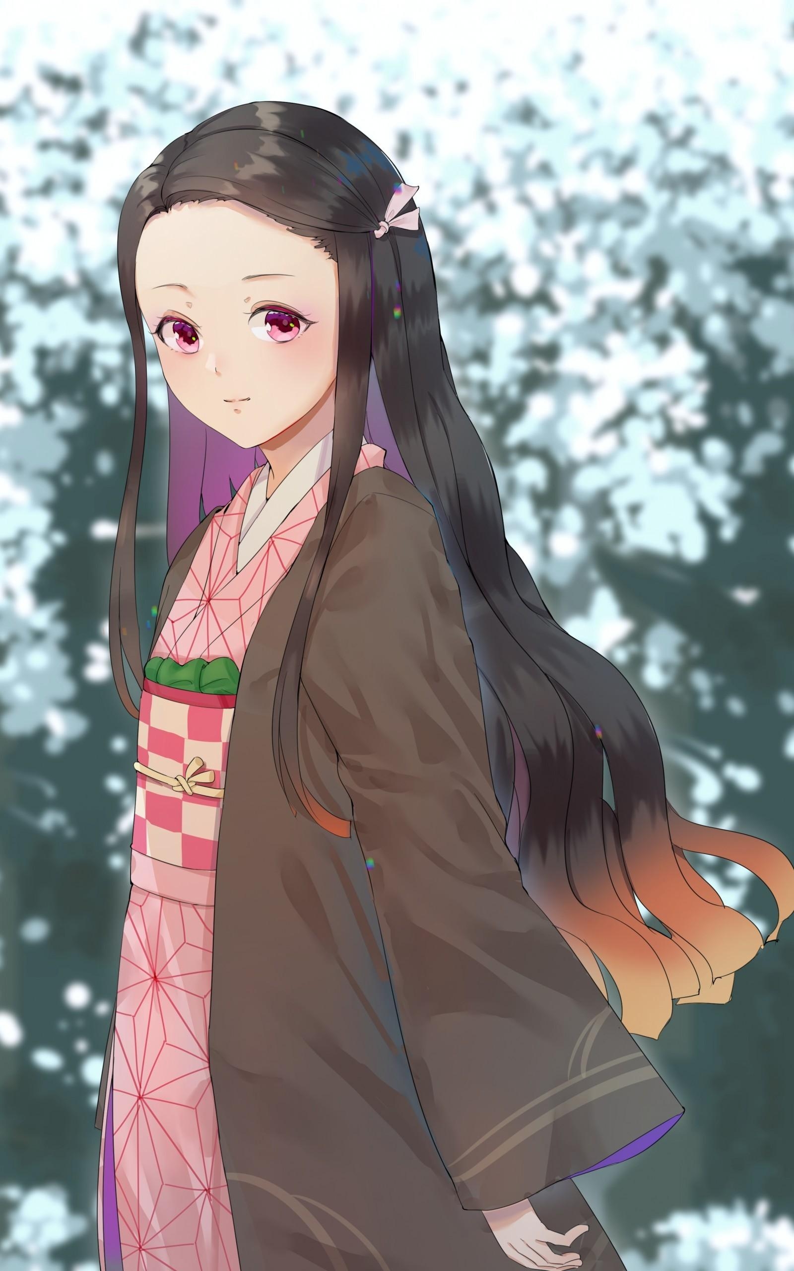 1600x2560 Download  Kamado Nezuko, Kimetsu No Yaiba, Long Hair, Phone