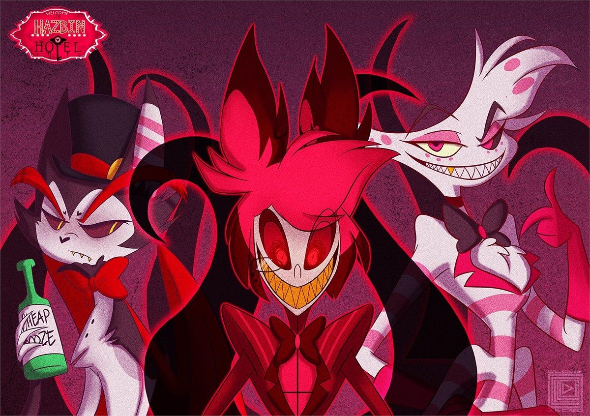 1200x850 anonazure☕DM for COMMISSIONS wanted a Hazbin Hotel wallpaper for my computer featuring my favorite boys! <3 #HazbinHotel #husk #alastor #radiodemon #angeldust, Desktop