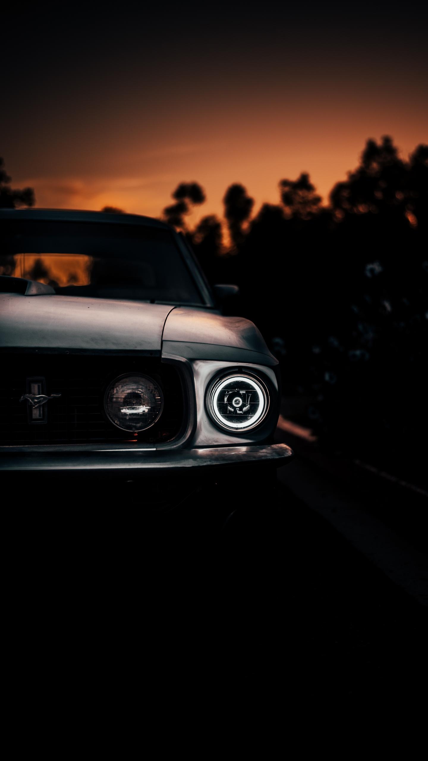 1440x2560 Mustang at sunset, Phone