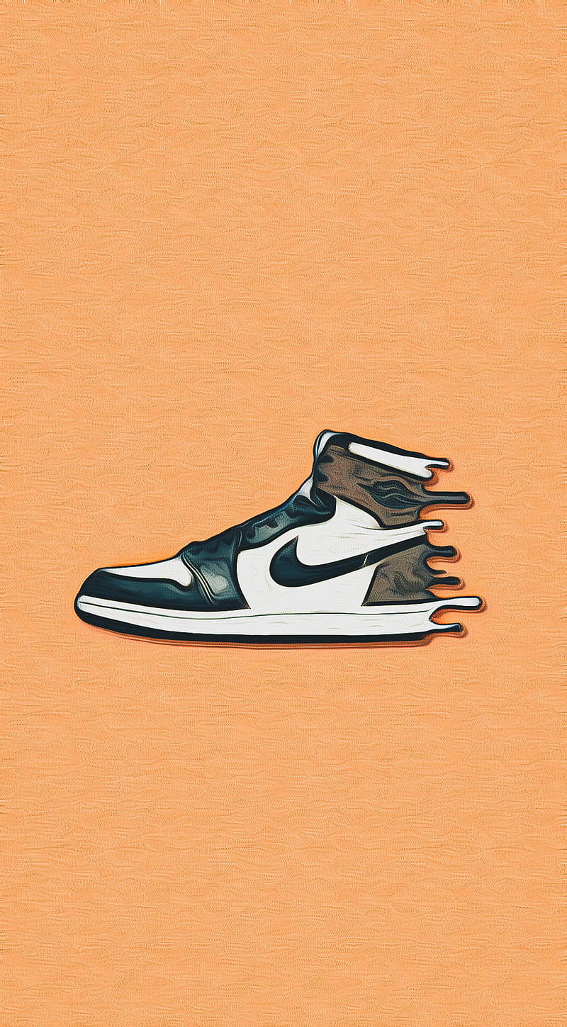 800x1450 Download A White And Brown Nike Sneaker On An Orange Background Wallpaper, Phone