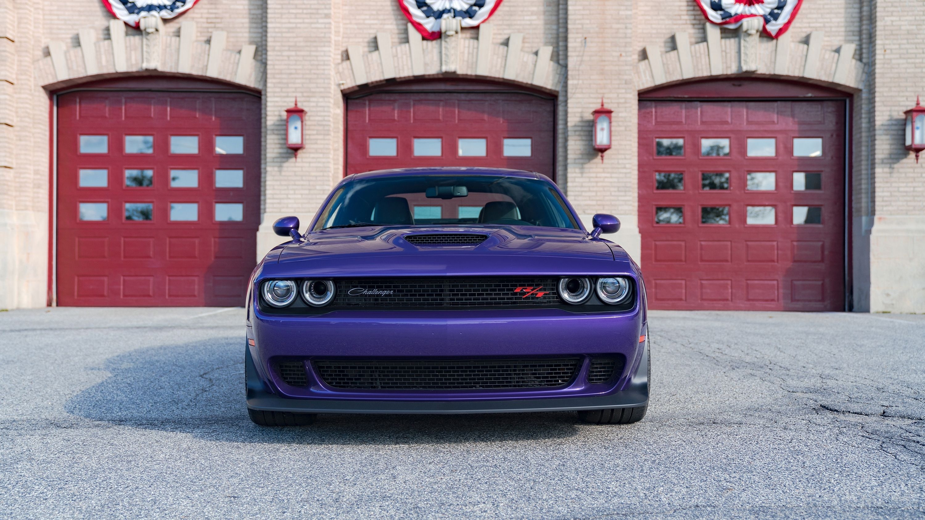 3000x1690 Dodge Challenger Rt Scat Pack Widebody Purple Front View 2k, Desktop