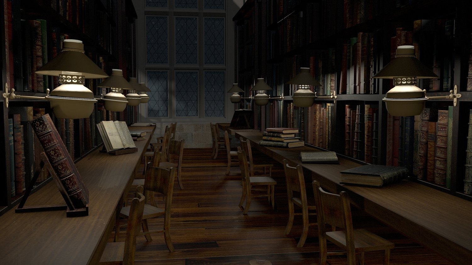 1500x850 Hogwarts Library, Desktop