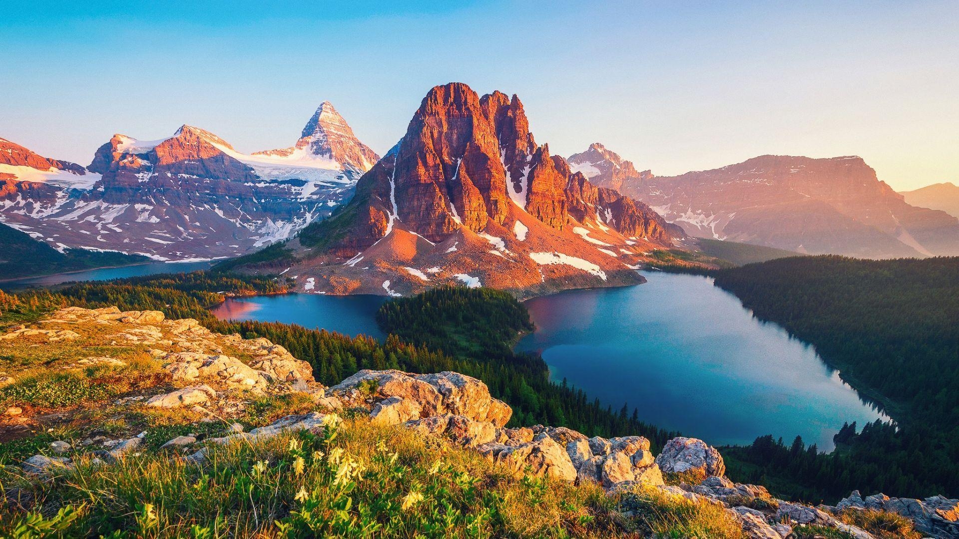 1920x1080 Wallpaper canada, british columbia, mountain, lake. Color, Desktop