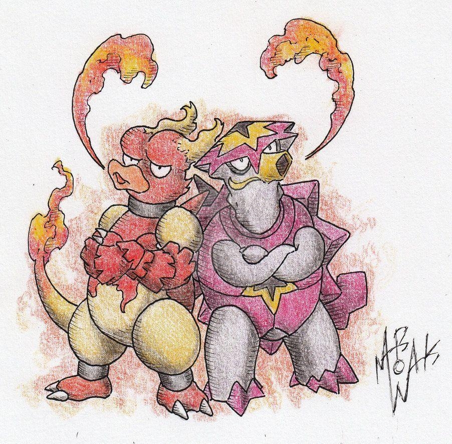 910x890 Turtonator and Magmar, the fiery flaming bros, Desktop