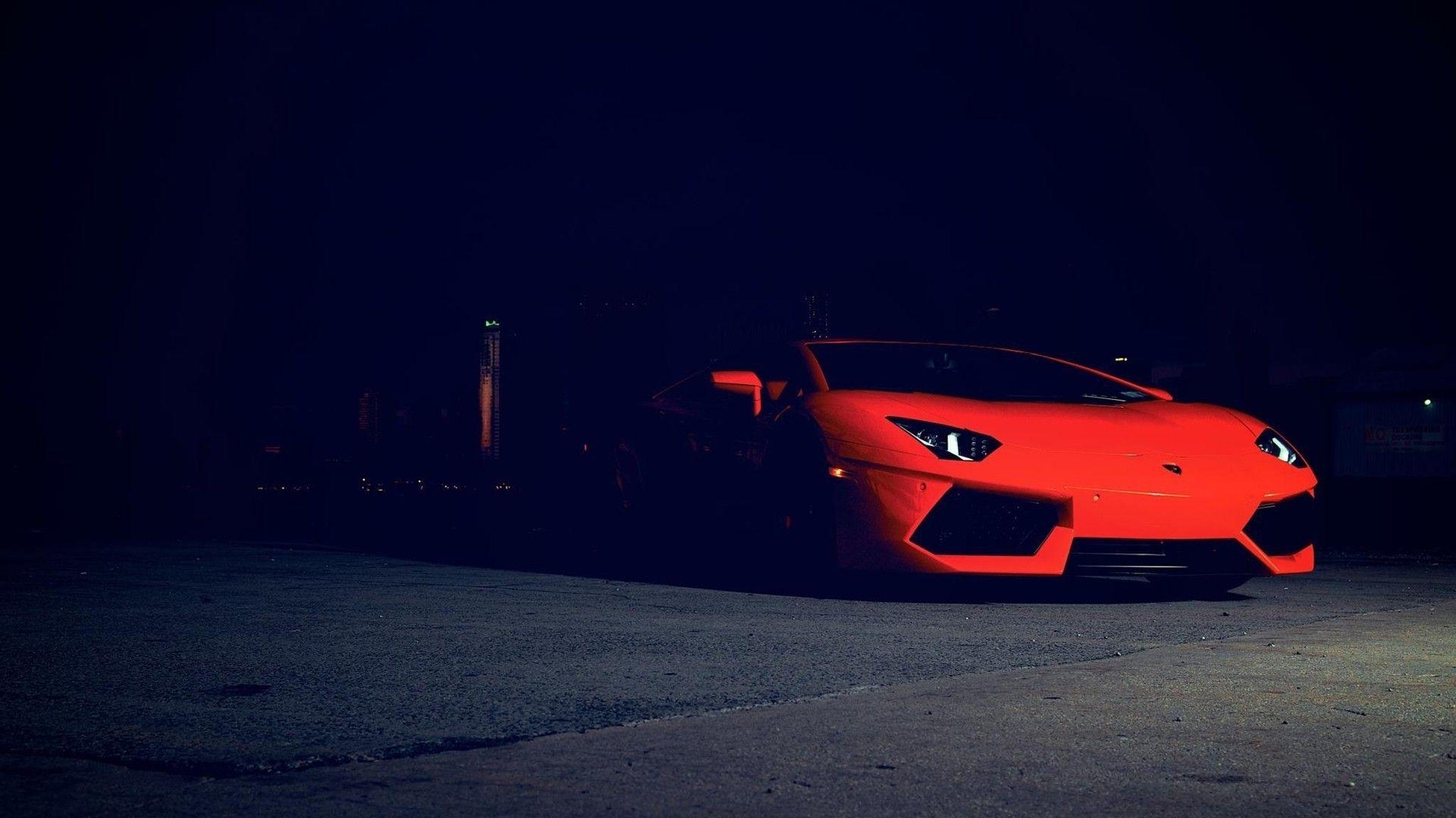 1920x1080 Red Lamborghini in the dark wallpaper and image, Desktop