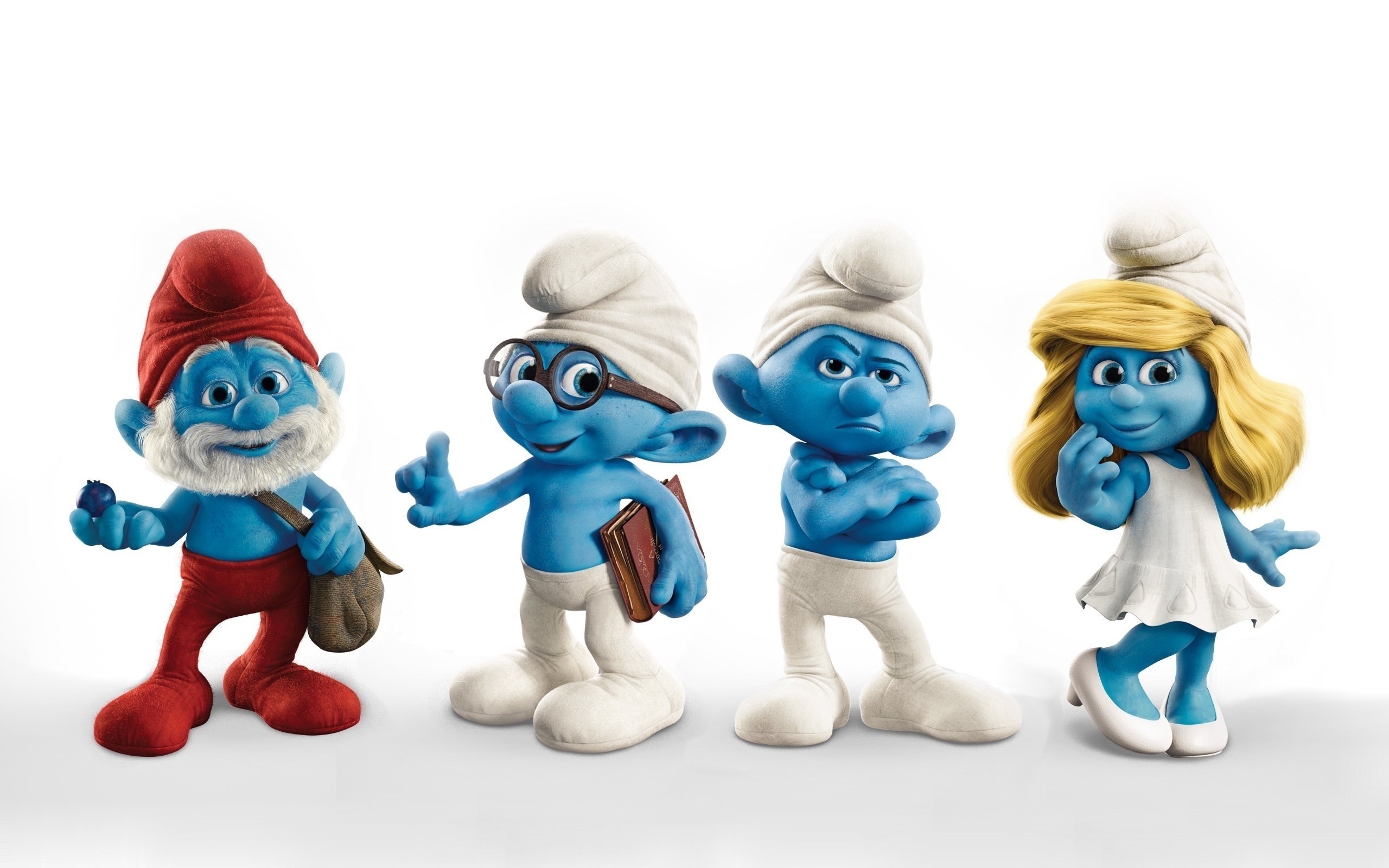 2560x1600 Wallpaper, Toy, figurine, action figure, animal figure, stuffed toy, plush, the smurfs papa smurf, smurfetta, brainy, Desktop