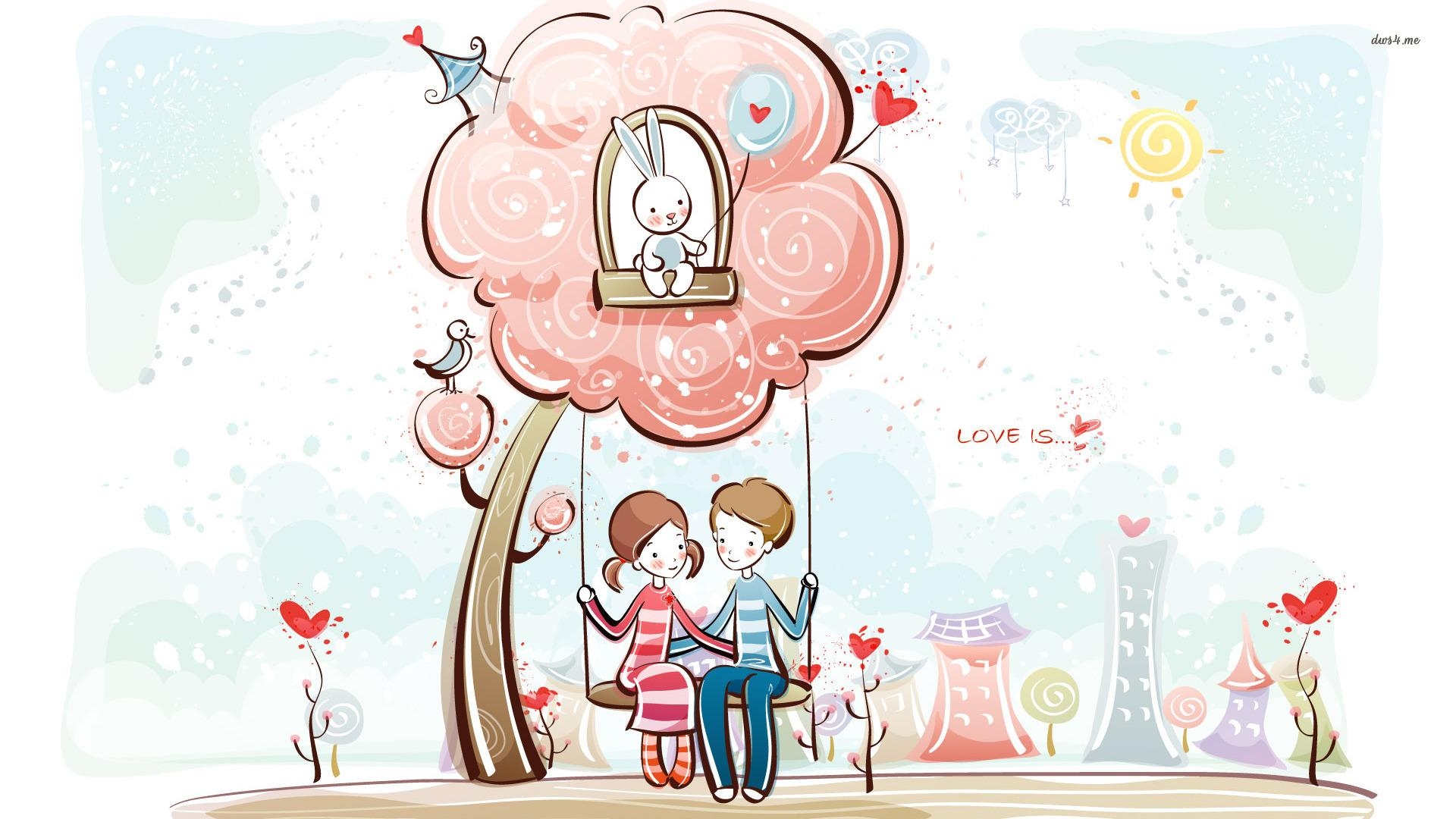 1920x1080 Cartoon Couple Wallpaper Cute Sweet Couple, Desktop