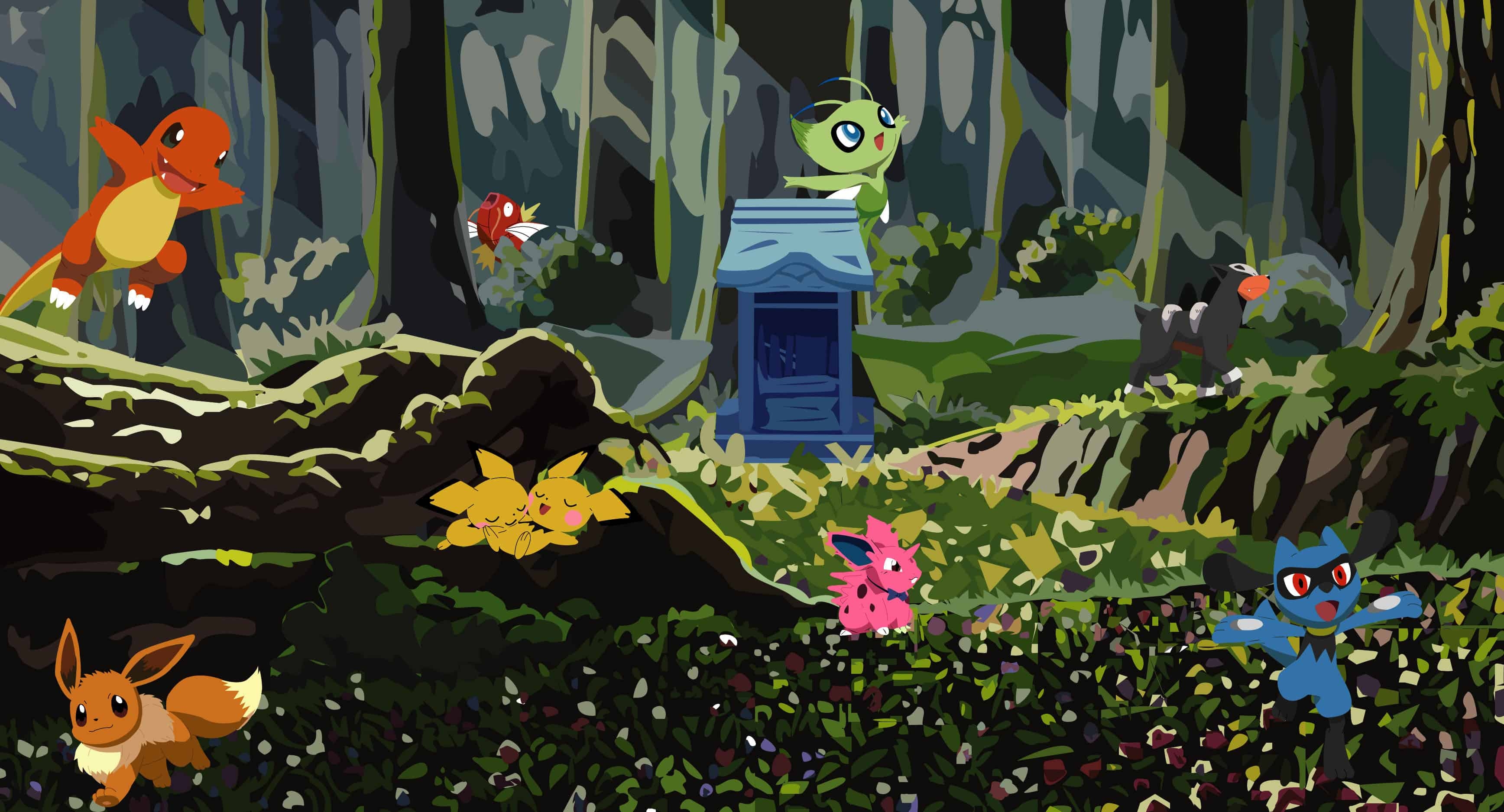 3480x1880 Ilex Forest & Celebi Shrine, Desktop