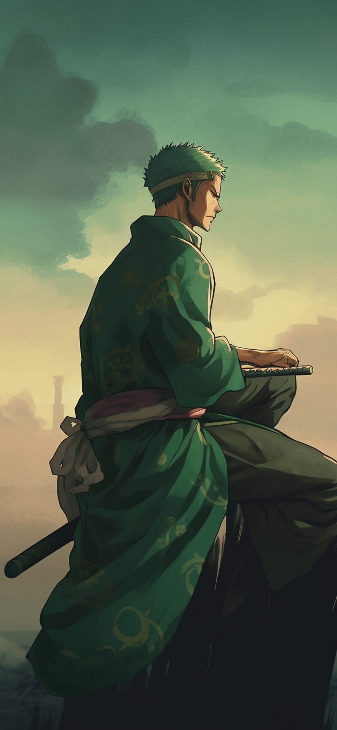 1190x2560 One Piece Roronoa Zoro Green Wallpaper, Phone