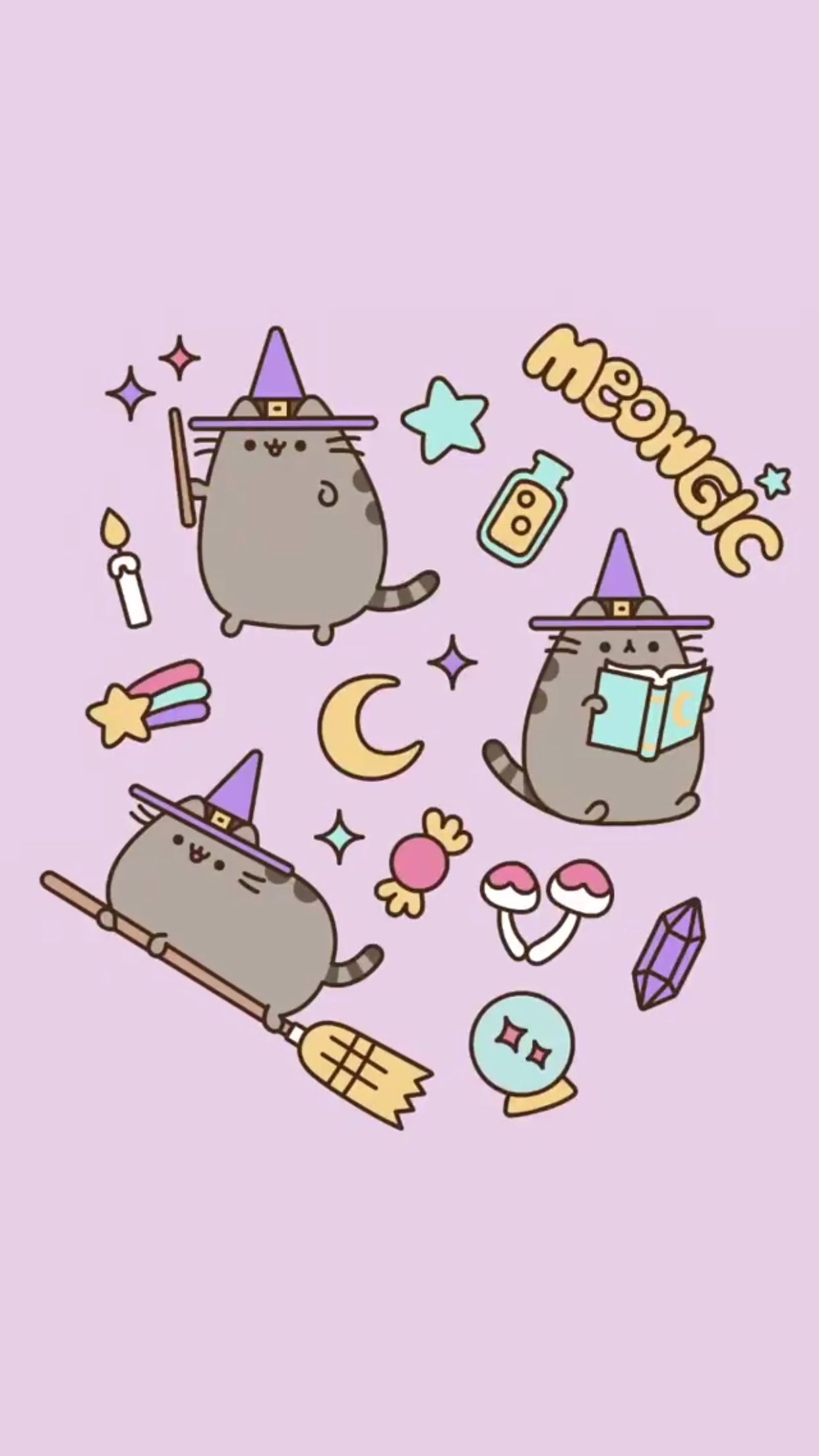 1250x2210 pusheen halloween witch wallpaper ♡. Witch wallpaper, Cute wallpaper, Witchy wallpaper, Phone