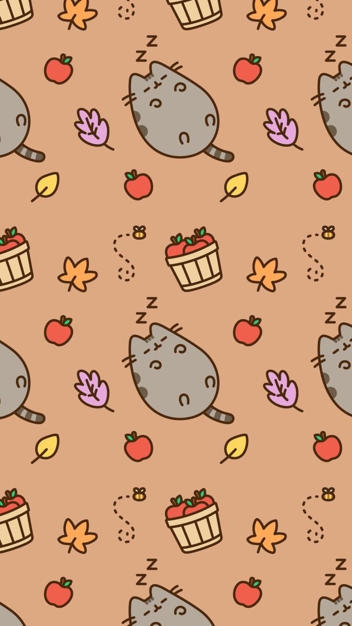 720x1280 pusheen the cat, fall season, cat and pumpkin, Phone