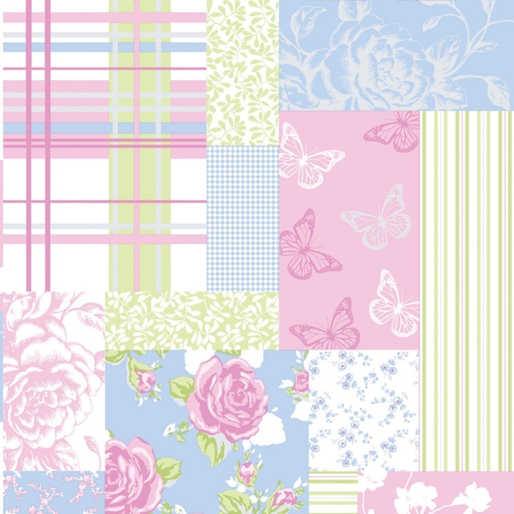 1000x1000 Coloroll Pollyanna Patchwork Floral Wallpaper Green Blue Pink from I Love Wallpaper UK, Phone