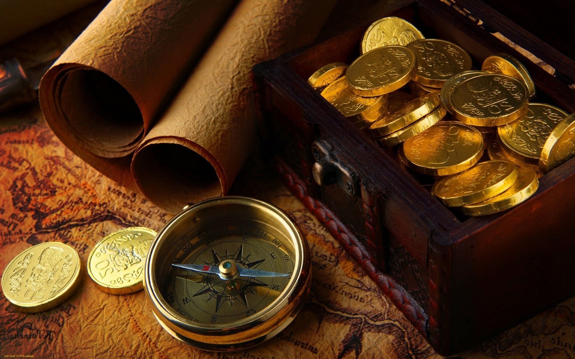 1920x1200 Money gold coins, Desktop