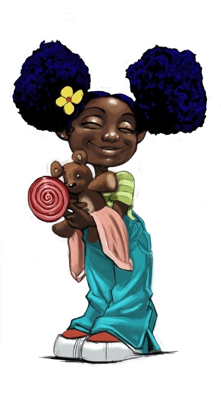 740x1350 Black Girl Cartoon Art Wallpaper, Phone