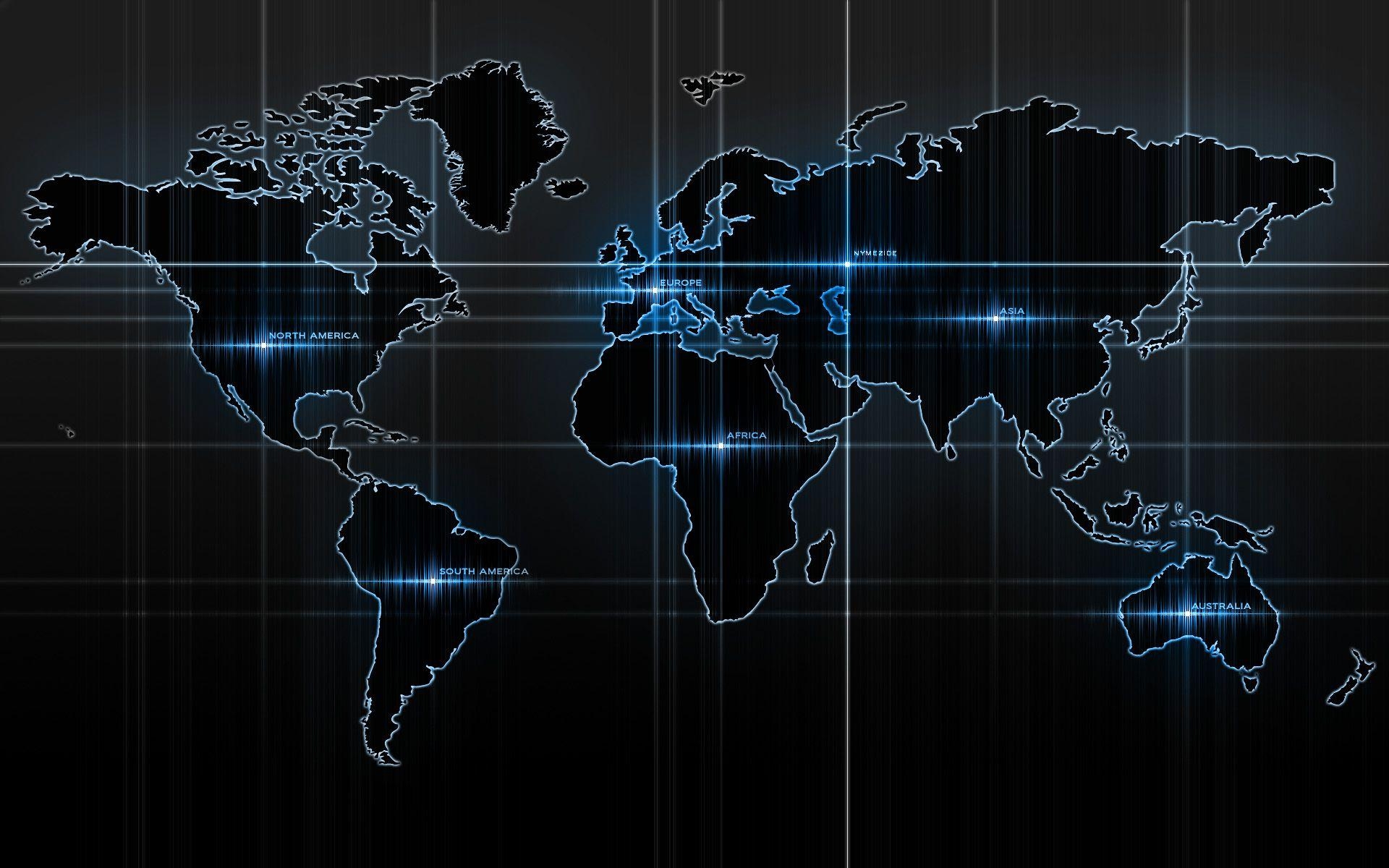 1920x1200 Computer Lit World Map, Desktop