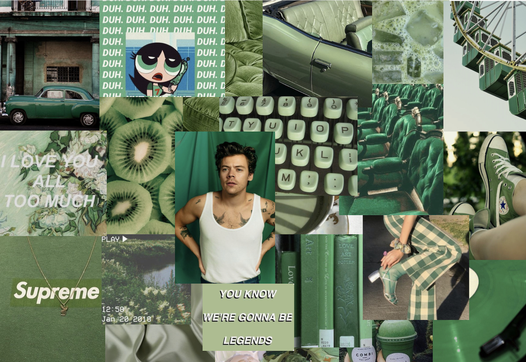 1680x1160 Green Collage Wallpaper Free Green Collage Background, Desktop