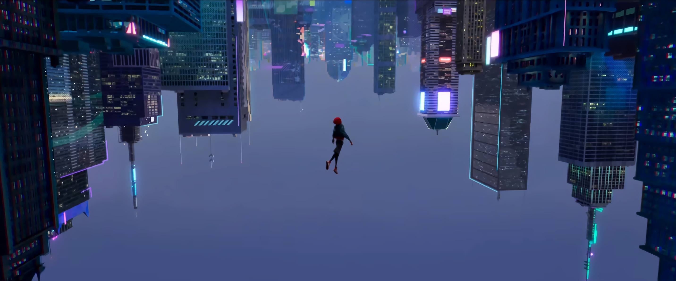 2870x1200 Illustration Of Spider Man Falling Down #Spider Man Miles Morales Spider Man: Into The Spider Verse K #wallpaper. Spider Verse, Wallpaper Pc, Verses Wallpaper, Dual Screen