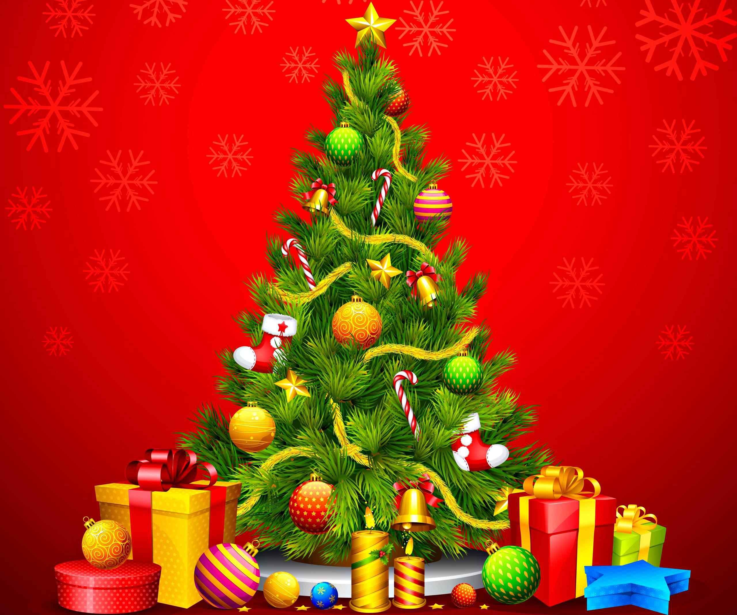 2560x2140 Cartoon Christmas Tree Desktop Wallpaper Tree Wallpaper, Desktop