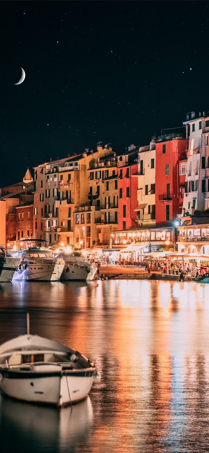 830x1800 Italian riviera by night iPhone X Wallpaper Free Download, Phone