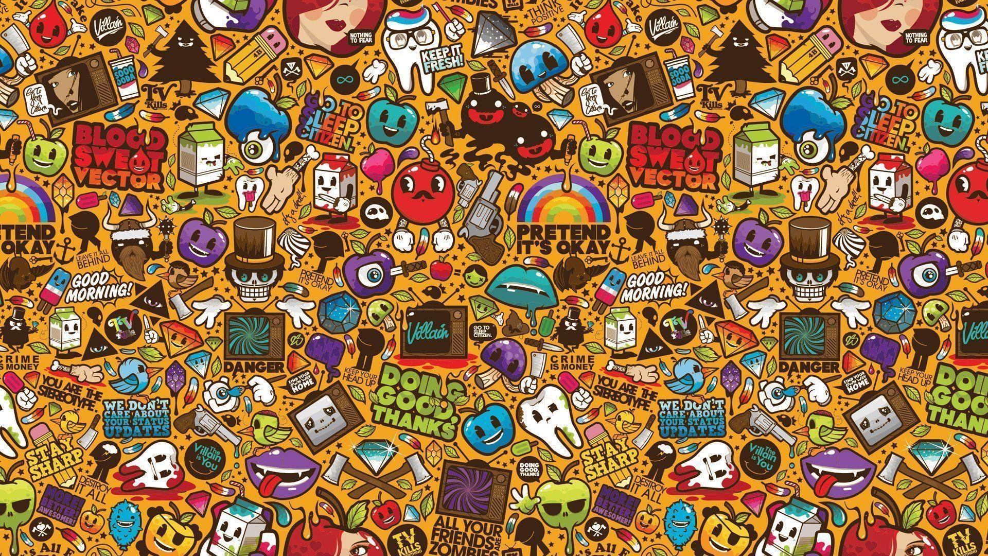 1920x1080 Sticker Bomb HD Wallpaper, Desktop