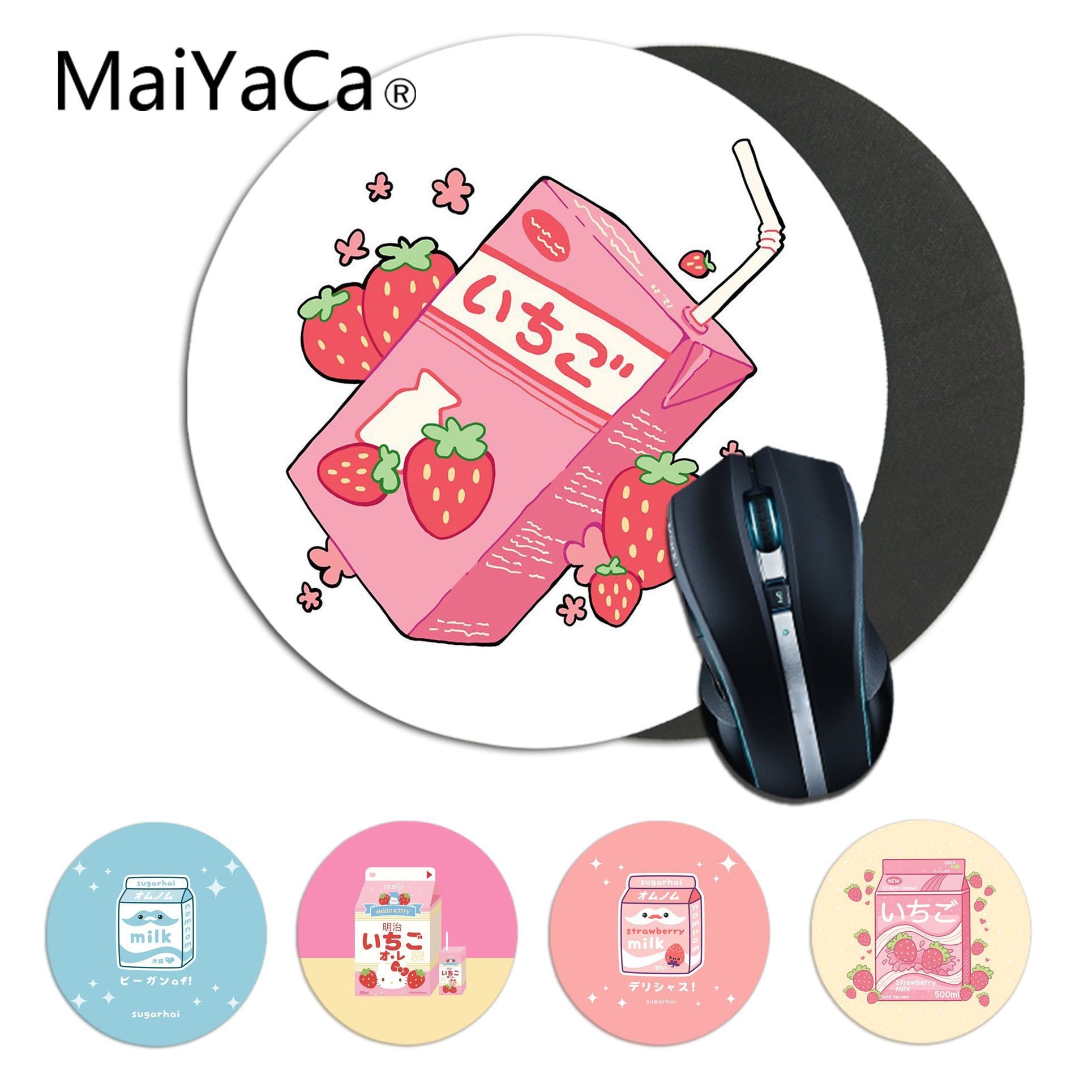 1930x1930 MaiYaCa Kawaii Japanese Strawberry Milk pattern Rubber PC Computer, Phone